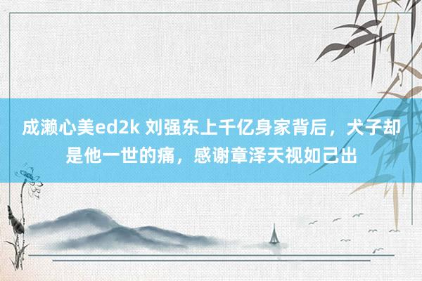 成濑心美ed2k 刘强东上千亿身家背后，犬子却是他一世的痛，感谢章泽天视如己出