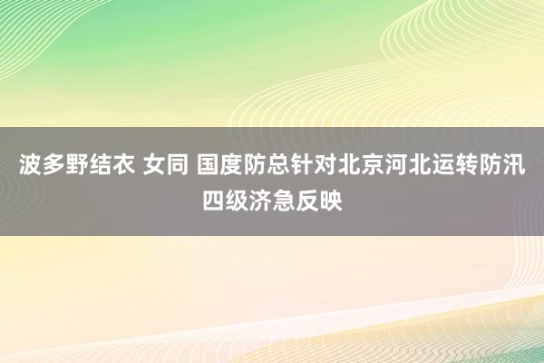 波多野结衣 女同 国度防总针对北京河北运转防汛四级济急反映