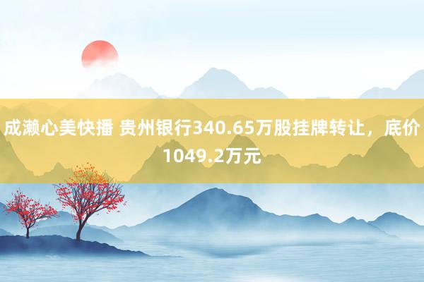 成濑心美快播 贵州银行340.65万股挂牌转让，底价1049.2万元