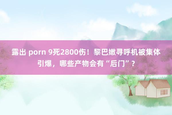 露出 porn 9死2800伤！黎巴嫩寻呼机被集体引爆，哪些产物会有“后门”？