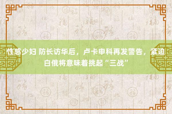 性感少妇 防长访华后，卢卡申科再发警告，紧迫白俄将意味着挑起“三战”