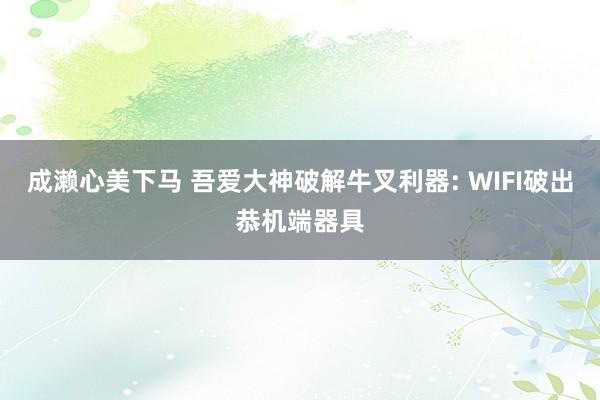 成濑心美下马 吾爱大神破解牛叉利器: WIFI破出恭机端器具