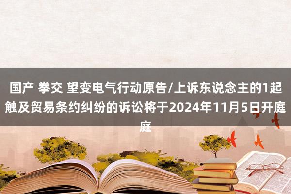 国产 拳交 望变电气行动原告/上诉东说念主的1起触及贸易条约纠纷的诉讼将于2024年11月5日开庭