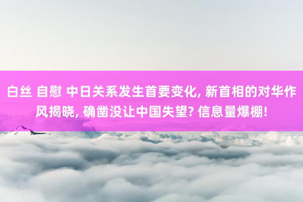 白丝 自慰 中日关系发生首要变化， 新首相的对华作风揭晓， 确凿没让中国失望? 信息量爆棚!