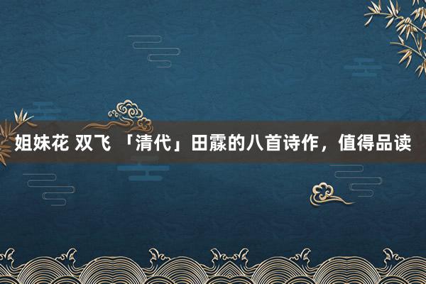 姐妹花 双飞 「清代」田霡的八首诗作，值得品读