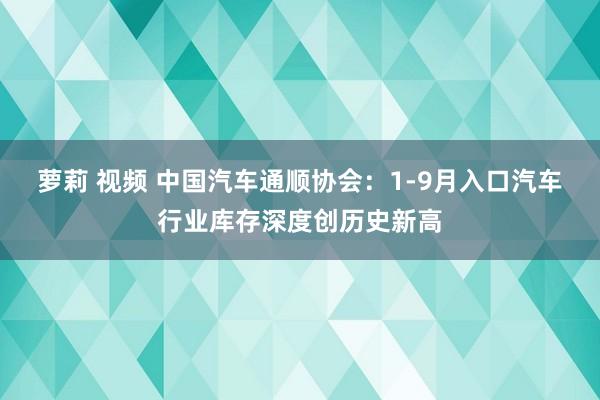 萝莉 视频 中国汽车通顺协会：1-9月入口汽车行业库存深度创历史新高