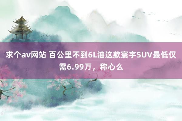 求个av网站 百公里不到6L油这款寰宇SUV最低仅需6.99万，称心么