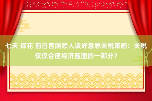 七天 探花 前白宫照顾人谈好意思关税策画：关税仅仅合座经济蓝图的一部分？