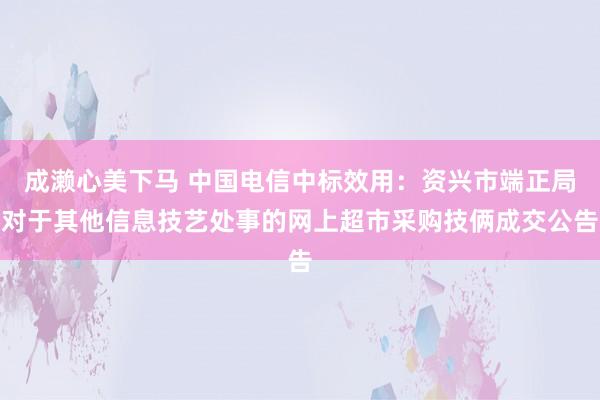 成濑心美下马 中国电信中标效用：资兴市端正局对于其他信息技艺处事的网上超市采购技俩成交公告