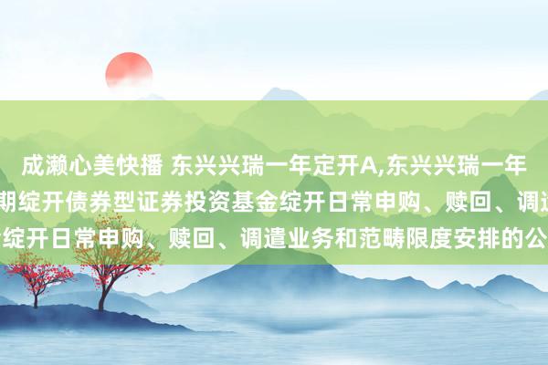 成濑心美快播 东兴兴瑞一年定开A，东兴兴瑞一年定开C: 东兴兴瑞一年按期绽开债券型证券投资基金绽开日常申购、赎回、调遣业务和范畴限度安排的公告