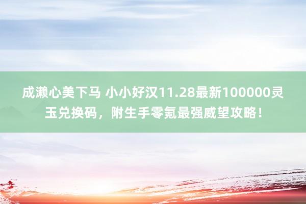 成濑心美下马 小小好汉11.28最新100000灵玉兑换码，附生手零氪最强威望攻略！