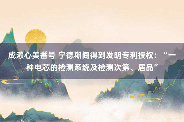 成濑心美番号 宁德期间得到发明专利授权：“一种电芯的检测系统及检测次第、居品”