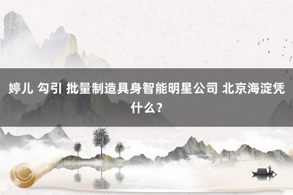 婷儿 勾引 批量制造具身智能明星公司 北京海淀凭什么？