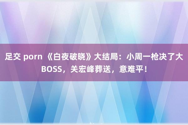 足交 porn 《白夜破晓》大结局：小周一枪决了大BOSS，关宏峰葬送，意难平！