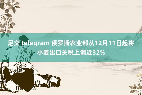 足交 telegram 俄罗斯农业部从12月11日起将小麦出口关税上调近32%