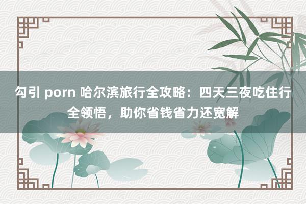 勾引 porn 哈尔滨旅行全攻略：四天三夜吃住行全领悟，助你省钱省力还宽解