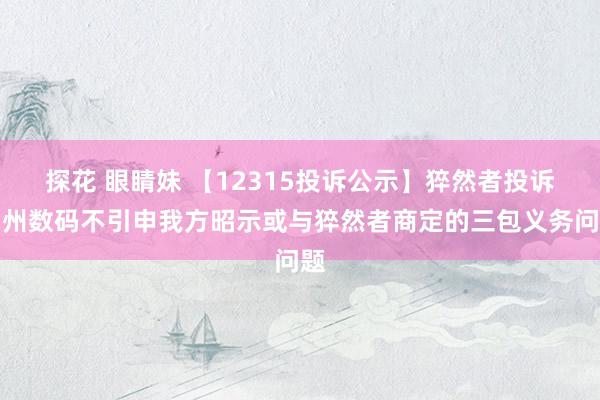 探花 眼睛妹 【12315投诉公示】猝然者投诉神州数码不引申我方昭示或与猝然者商定的三包义务问题