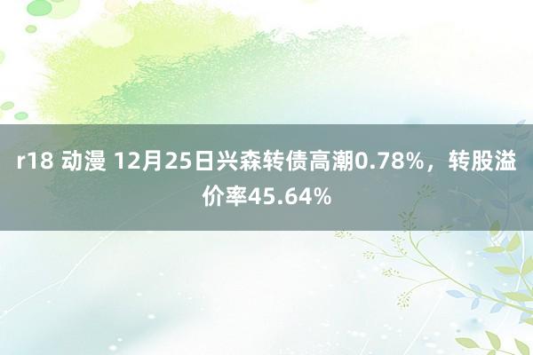 r18 动漫 12月25日兴森转债高潮0.78%，转股溢价率45.64%