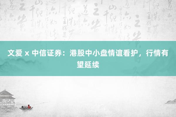 文爱 x 中信证券：港股中小盘情谊看护，行情有望延续