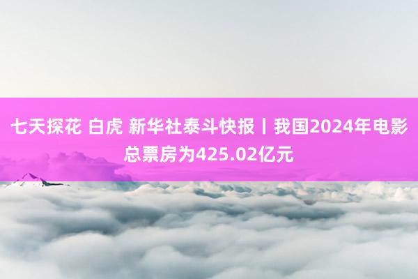 七天探花 白虎 新华社泰斗快报丨我国2024年电影总票房为425.02亿元