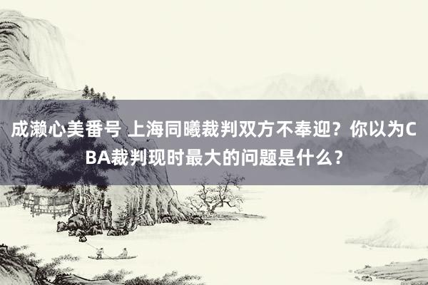 成濑心美番号 上海同曦裁判双方不奉迎？你以为CBA裁判现时最大的问题是什么？