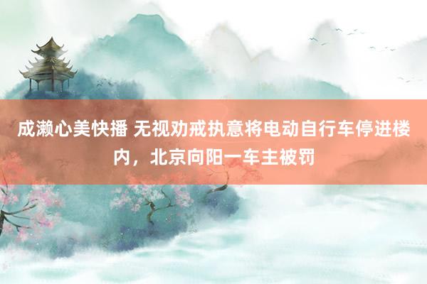 成濑心美快播 无视劝戒执意将电动自行车停进楼内，北京向阳一车主被罚