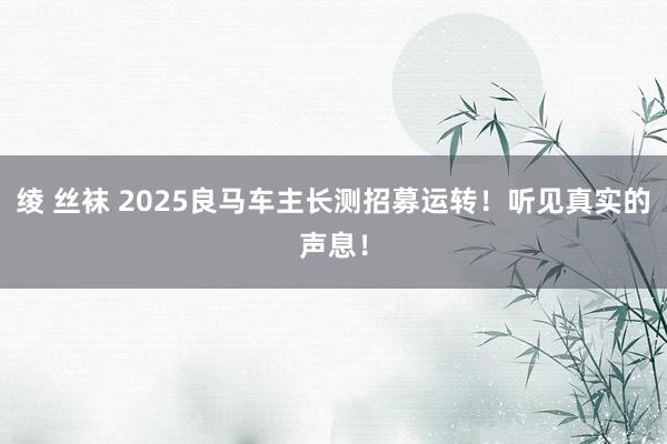 绫 丝袜 2025良马车主长测招募运转！听见真实的声息！