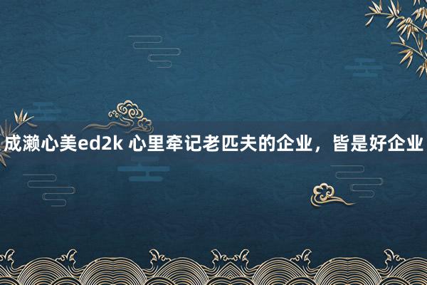 成濑心美ed2k 心里牵记老匹夫的企业，皆是好企业