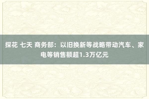 探花 七天 商务部：以旧换新等战略带动汽车、家电等销售额超1.3万亿元