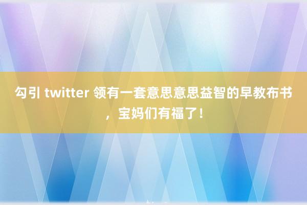 勾引 twitter 领有一套意思意思益智的早教布书，宝妈们有福了！