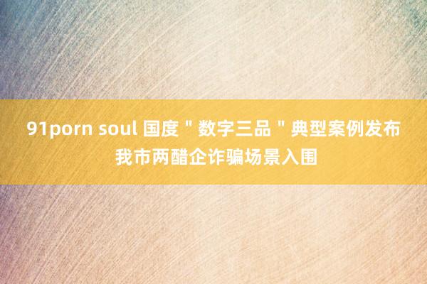 91porn soul 国度＂数字三品＂典型案例发布 我市两醋企诈骗场景入围